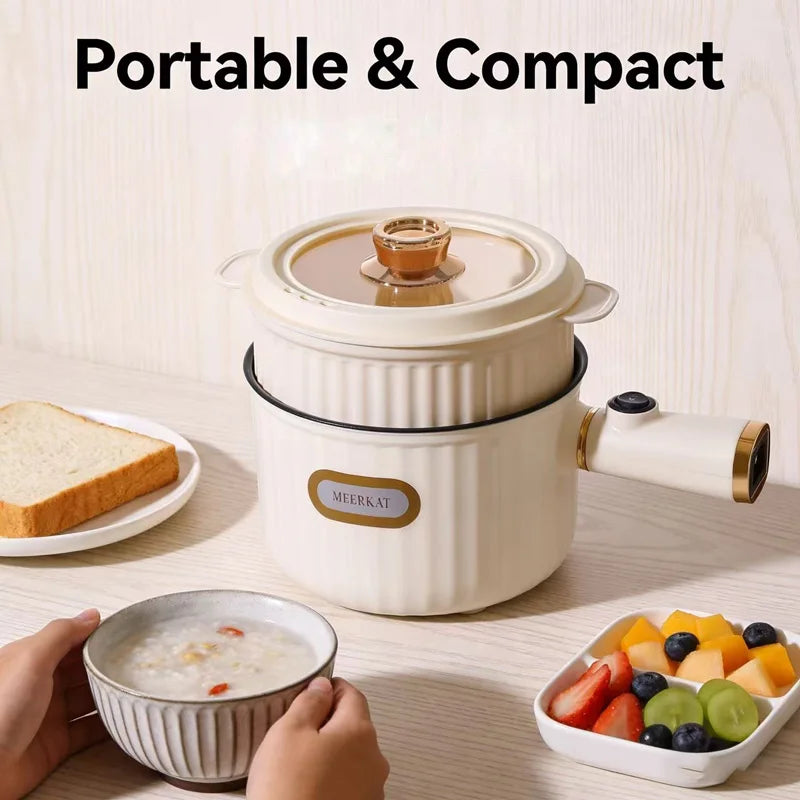 New 450W 1.5L Multifunctional Electric Cooking Pot 220V 110V Double-layer Portable Steamer Non-stick Wok Household Small Hot Pot