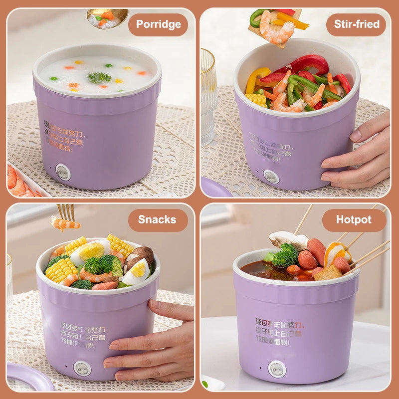 1.2L Mini Electric Hot Pot Household Multifunctional Electric Cooking Pot Double-layer Anti-scalding Portable Non-stick Pot