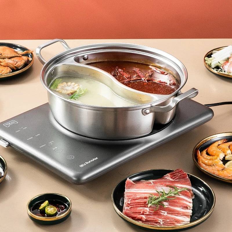 Integrated Double-flavor hot pot induction cooker universal hot pot household large capacity hot pot set thickened stainless