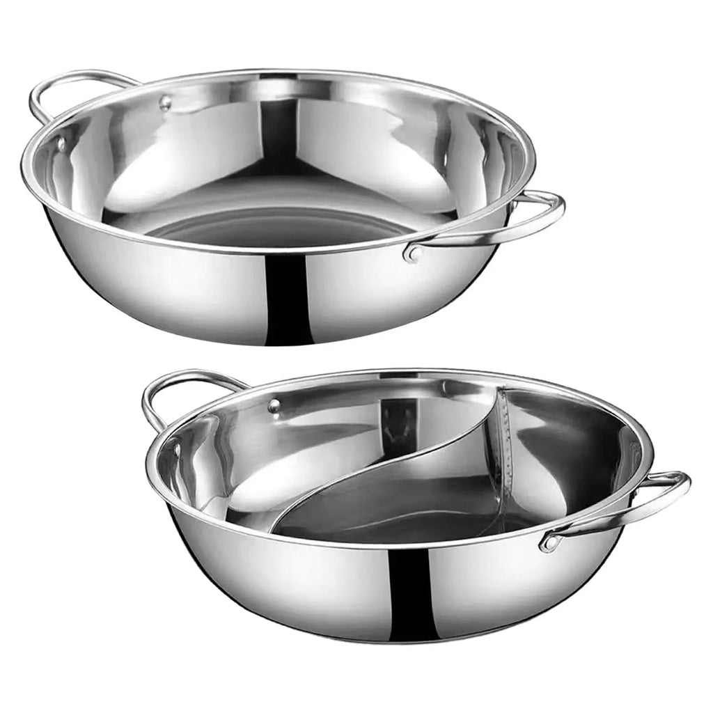 Nonstick Stainless Steel Hot Pot with Divider Two Flavor Soup Pot Kitchen Cooking Pot for Electric Induction Cooker Home