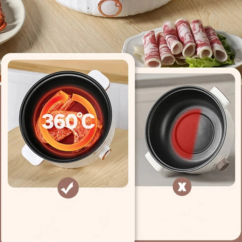 Electric Portable Multifunctional Cooker Household Double Layer Hot Pot Mini Non-stick Cookware for Kitchen and Home Appliance