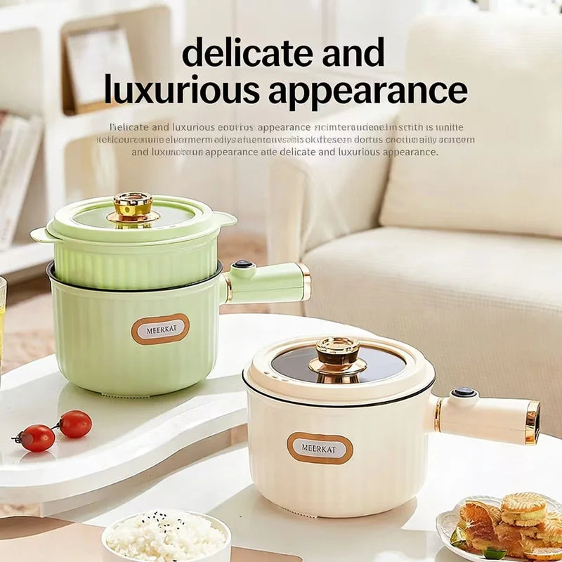 New 450W 1.5L Multifunctional Electric Cooking Pot 220V 110V Double-layer Portable Steamer Non-stick Wok Household Small Hot Pot